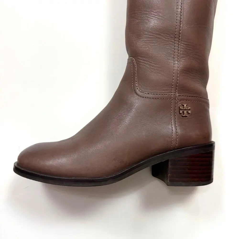 Tory Burch Fulton 55MM Boots Silky Leather in Topo Brown